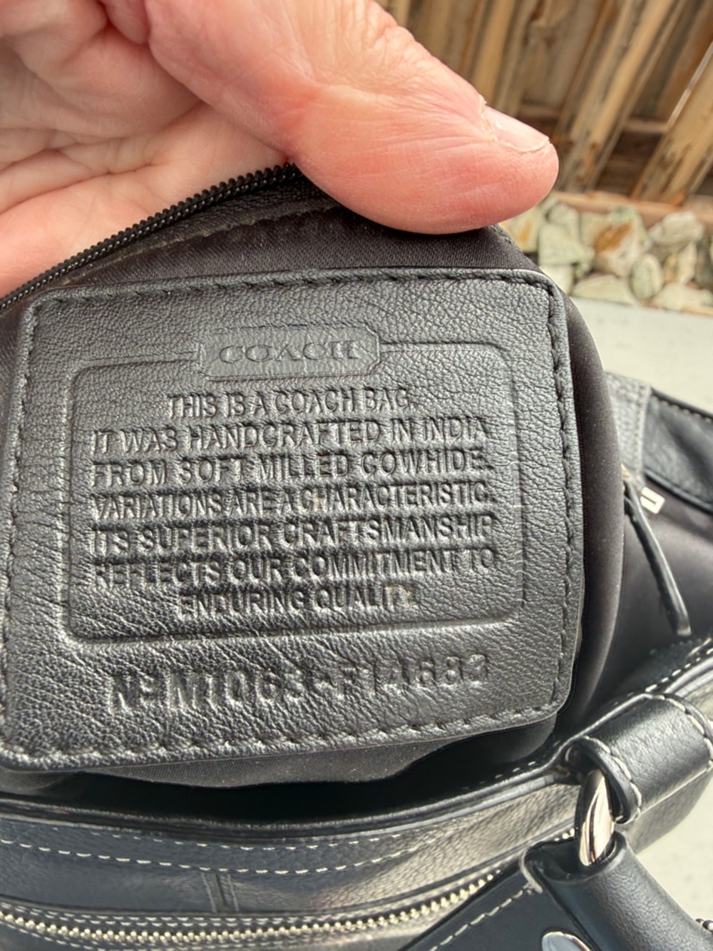 Coach Black Leather Shoulder Tote with Silver Hardware - Picture 10 of 16